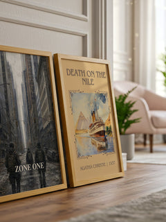 Zone One watercolour print framed by window – literary home decor