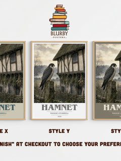 Hamnet book cover print in frame leaning in hallway – historical fiction wall art