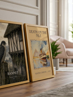 Hamnet watercolour print framed by window – literary home decor