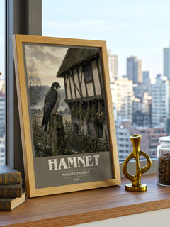 Hamnet book cover print framed by window – literary home decor