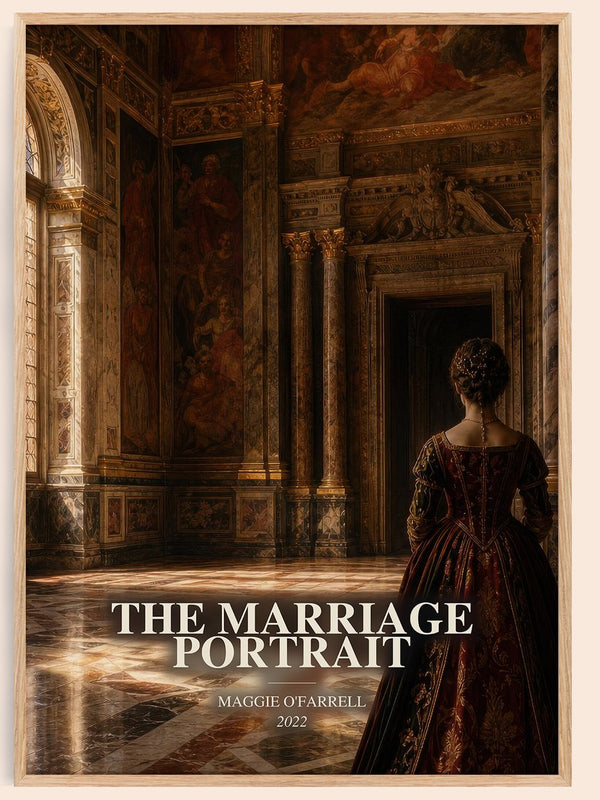 The Marriage Portrait watercolour book poster by Maggie O'Farrell – framed literary art print