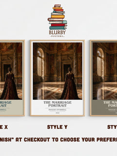 The Marriage Portrait book cover print in frame leaning in hallway – historical fiction wall art