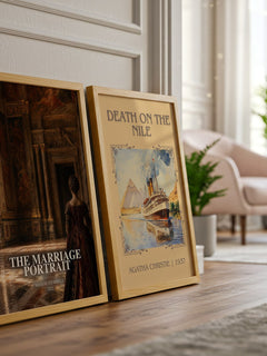 The Marriage Portrait watercolour print framed by window – literary home decor