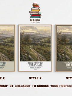 This Must Be the Place book cover print in frame leaning in hallway – contemporary fiction wall art