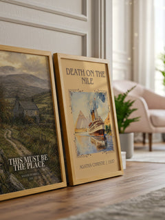 This Must Be the Place watercolour print framed by window – literary home decor