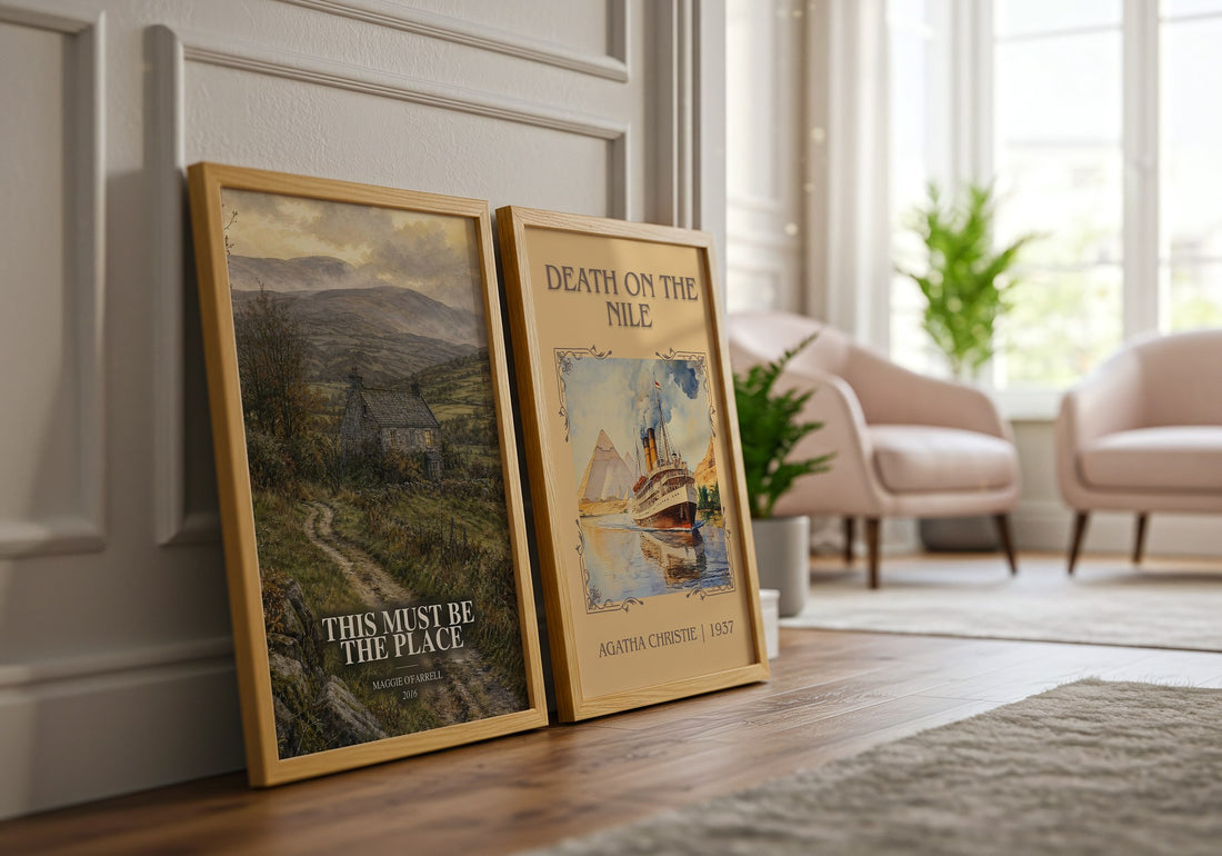 This Must Be the Place watercolour print framed by window – literary home decor