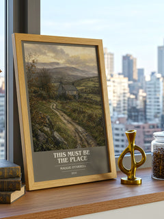 This Must Be the Place book cover print framed by window – literary home decor
