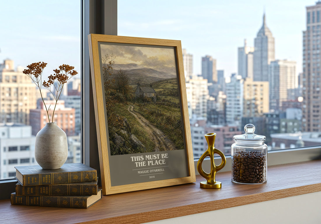 This Must Be the Place book cover print framed by window – literary home decor