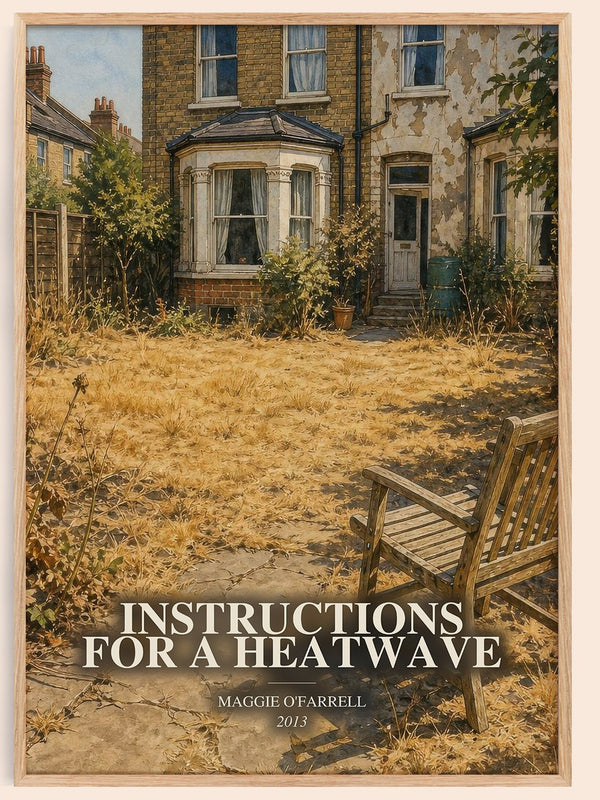 Instructions for a Heatwave watercolour book poster by Maggie O'Farrell – framed literary art print