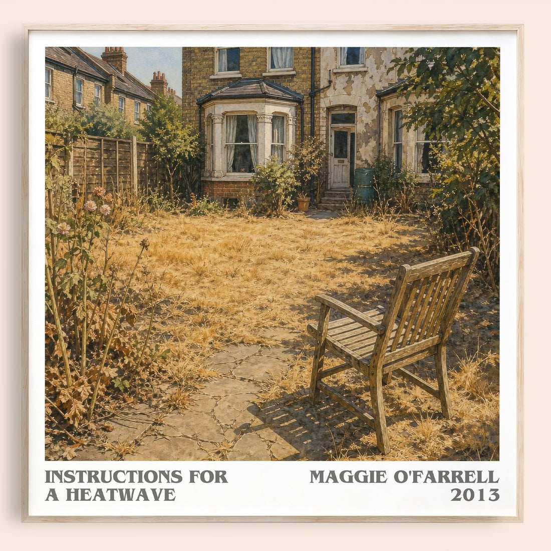 Instructions for a Heatwave literary book poster by Maggie O'Farrell – framed literary art print