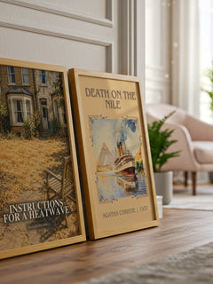 Instructions for a Heatwave watercolour print framed by window – literary home decor