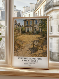 Instructions for a Heatwave book cover poster colour and style options – Maggie O'Farrell book art