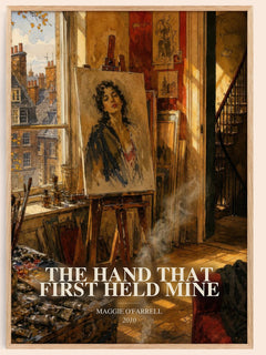The Hand That First Held Mine watercolour book poster by Maggie O'Farrell – framed literary art print
