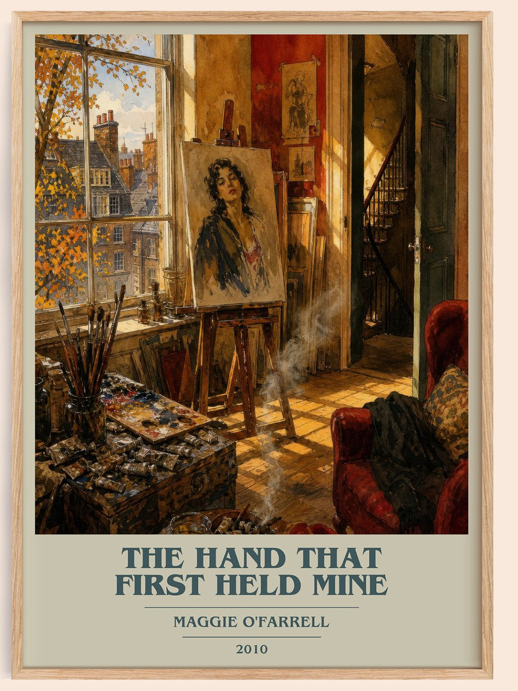 The Hand That First Held Mine book cover book poster by Maggie O'Farrell – framed literary art print