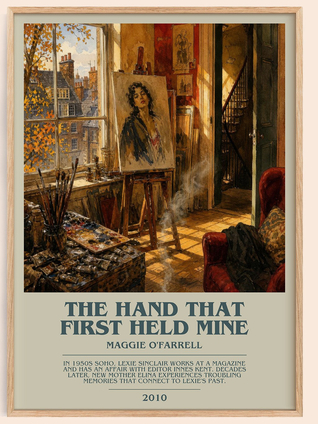The Hand That First Held Mine bookish book poster by Maggie O'Farrell – framed literary art print