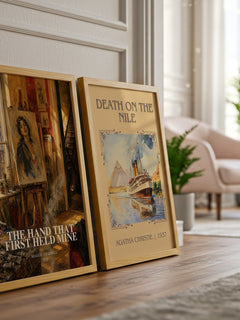 The Hand That First Held Mine watercolour print framed by window – literary home decor