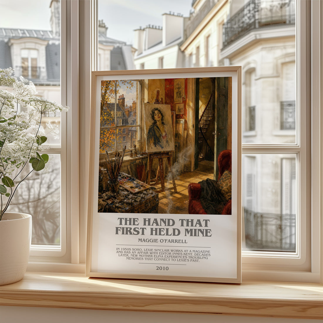 The Hand That First Held Mine bookish poster colour and style options – Maggie O'Farrell book art