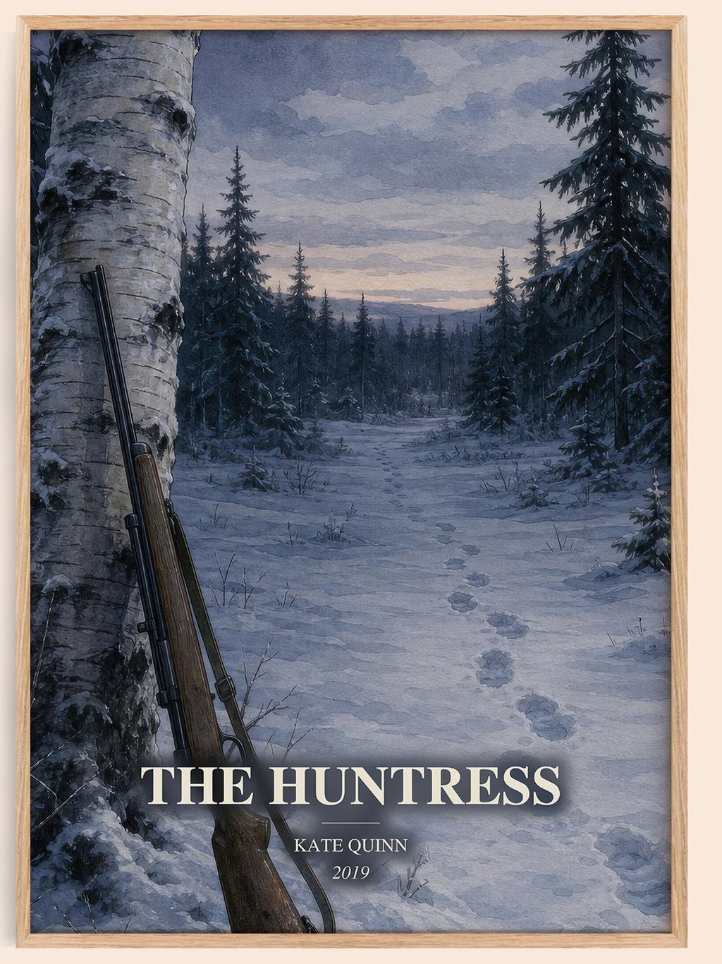 The Huntress watercolour book poster by Kate Quinn – framed literary art print
