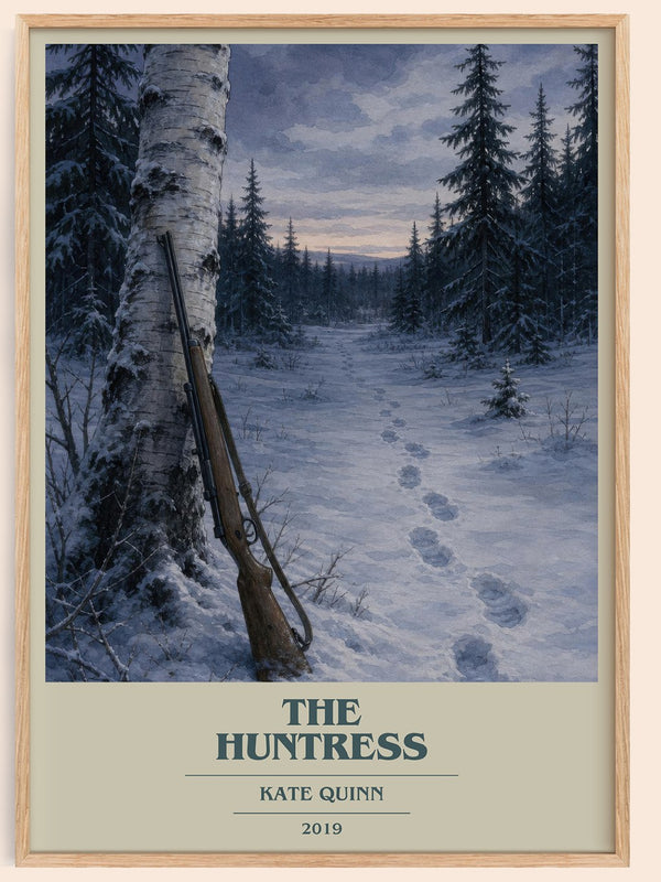 The Huntress book cover book poster by Kate Quinn – framed literary art print