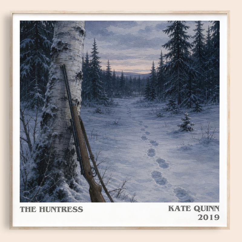The Huntress literary book poster by Kate Quinn – framed literary art print