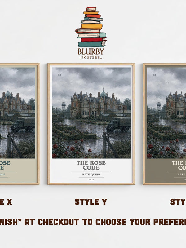 The Rose Code book cover print in frame leaning in hallway – historical fiction wall art