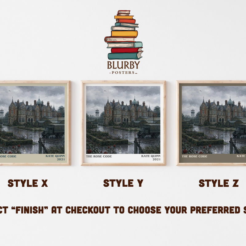 The Rose Code literary print in frame leaning in hallway – historical fiction wall art