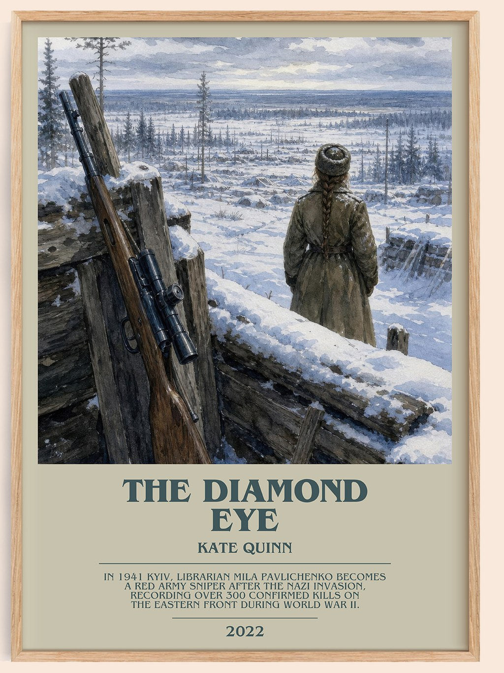 The Diamond Eye bookish book poster by Kate Quinn – framed literary art print