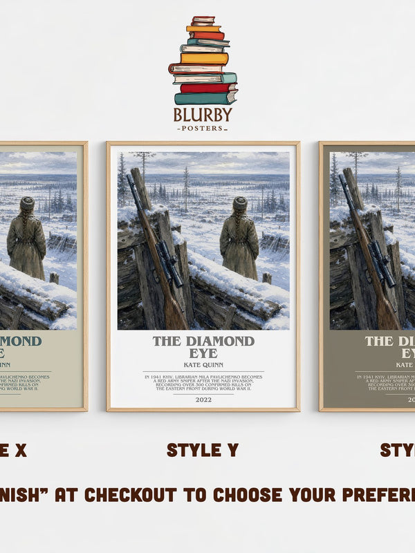 The Diamond Eye bookish print in frame leaning in hallway – historical fiction wall art