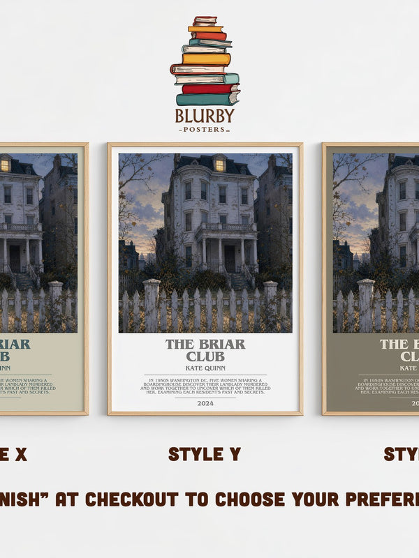 The Briar Club bookish print in frame leaning in hallway – historical fiction wall art