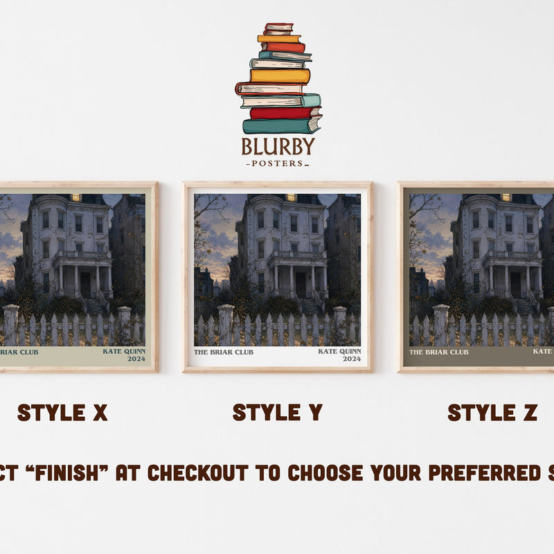 The Briar Club literary print in frame leaning in hallway – historical fiction wall art