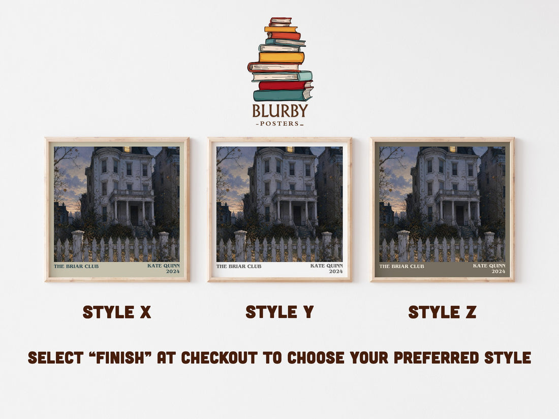 The Briar Club literary print in frame leaning in hallway – historical fiction wall art (mockup)