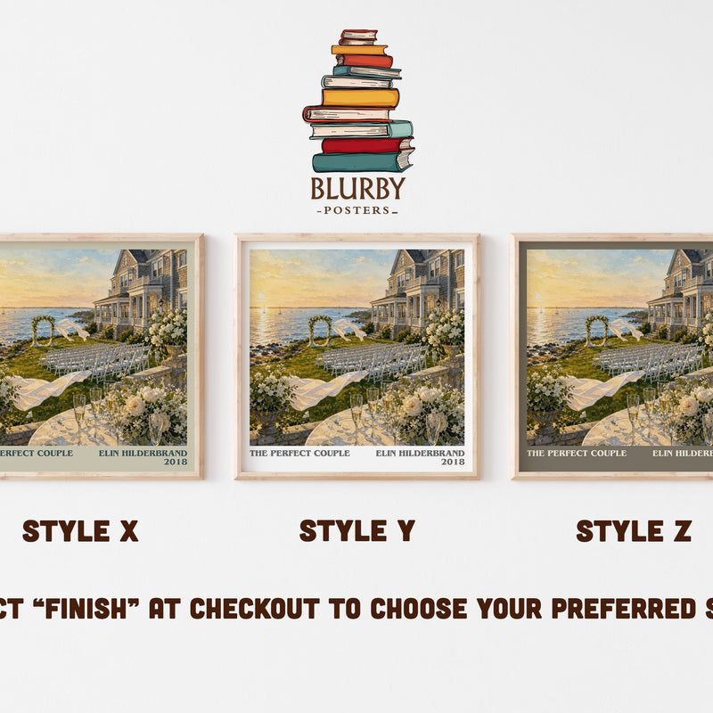 The Perfect Couple literary print in frame leaning in hallway – mystery wall art