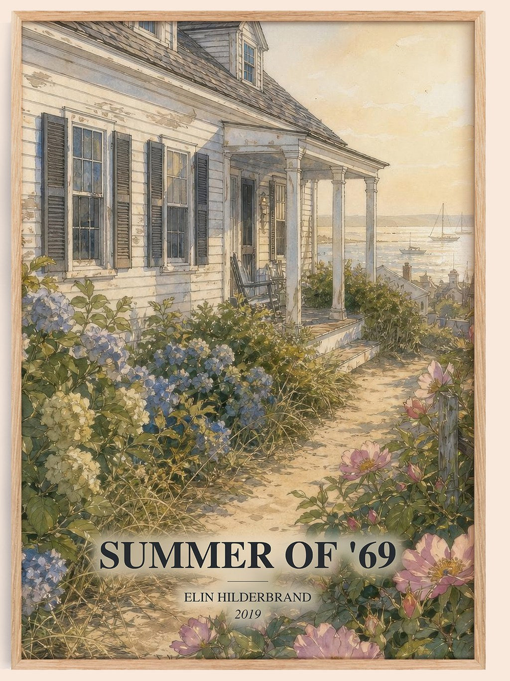 Summer of '69 watercolour book poster by Elin Hilderbrand – framed literary art print