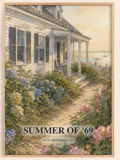 Summer of '69 watercolour book poster by Elin Hilderbrand – framed literary art print