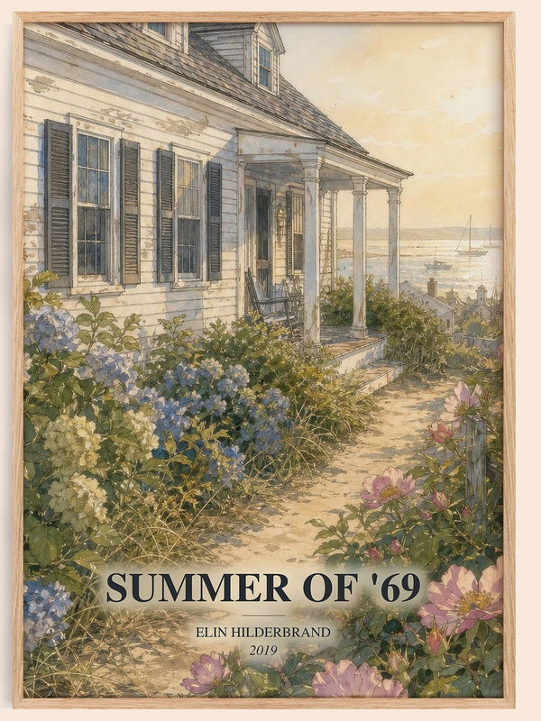 Summer of '69 watercolour book poster by Elin Hilderbrand – framed literary art print