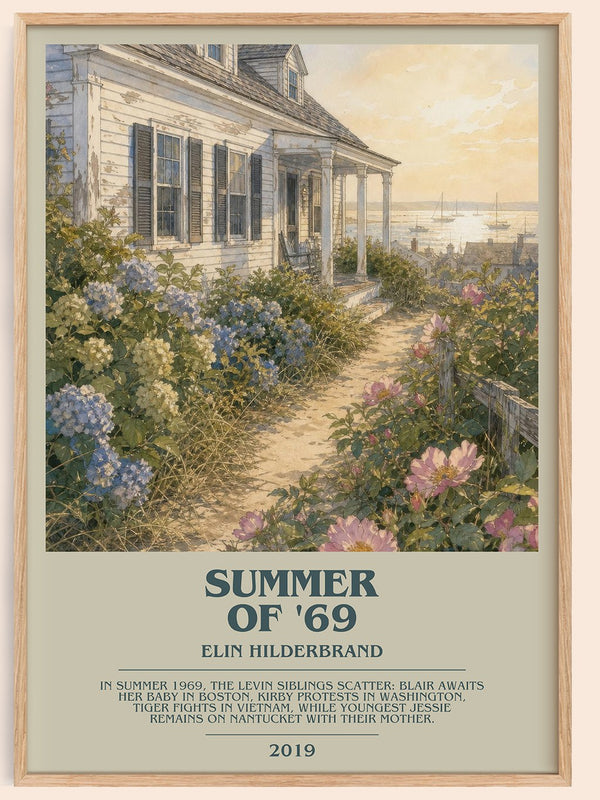 Summer of '69 bookish book poster by Elin Hilderbrand – framed literary art print