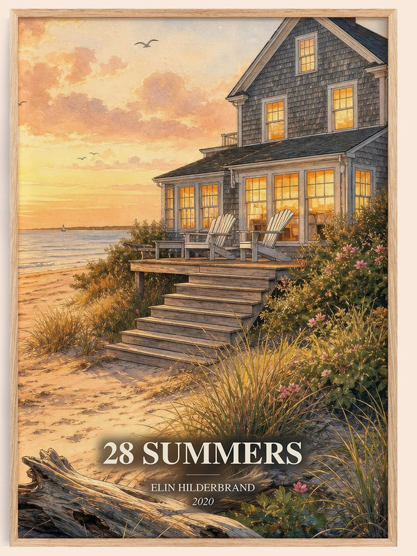 28 Summers watercolour book poster by Elin Hilderbrand – framed literary art print