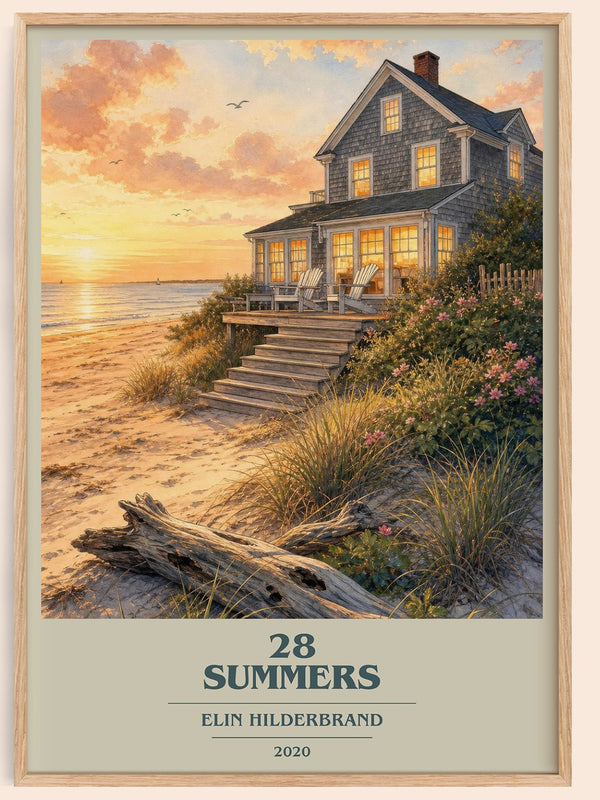 28 Summers book cover book poster by Elin Hilderbrand – framed literary art print