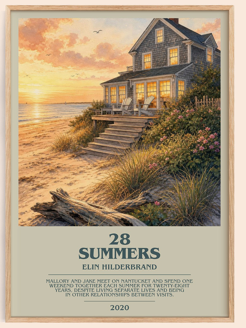 28 Summers bookish book poster by Elin Hilderbrand – framed literary art print