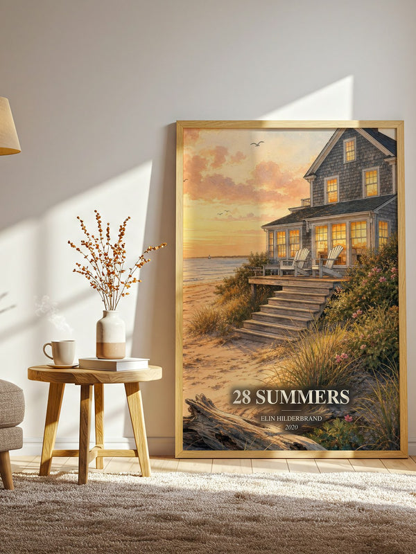 28 Summers watercolour print in frame leaning in hallway – romance wall art