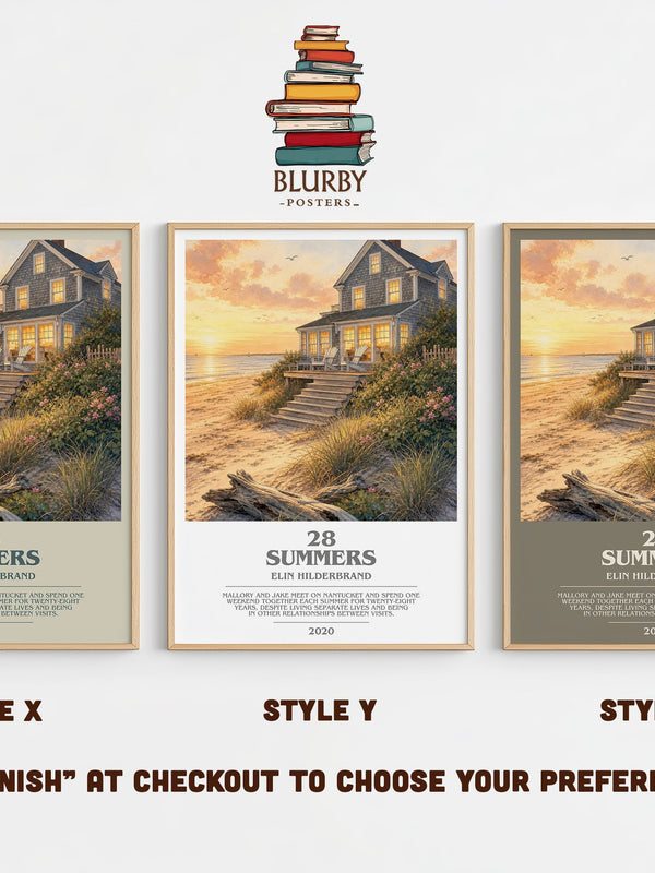 28 Summers bookish print in frame leaning in hallway – romance wall art