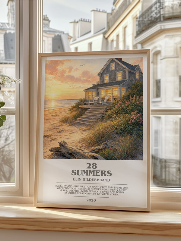 28 Summers bookish poster colour and style options – Elin Hilderbrand book art