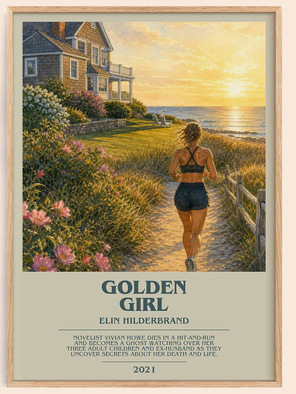 Golden Girl bookish book poster by Elin Hilderbrand – framed literary art print