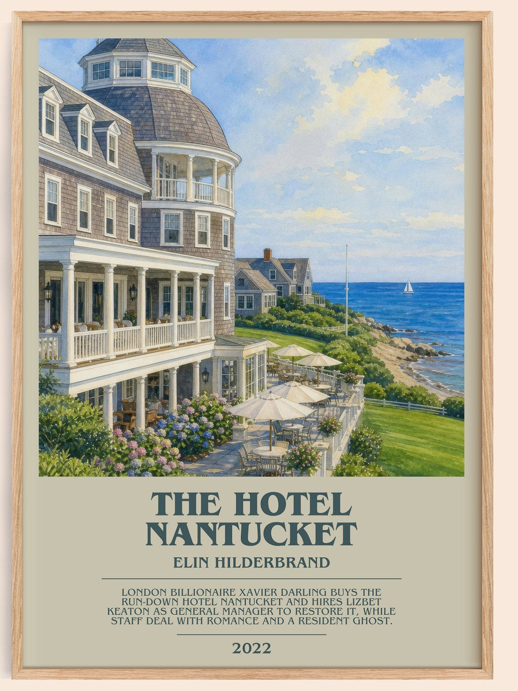 The Hotel Nantucket bookish book poster by Elin Hilderbrand – framed literary art print