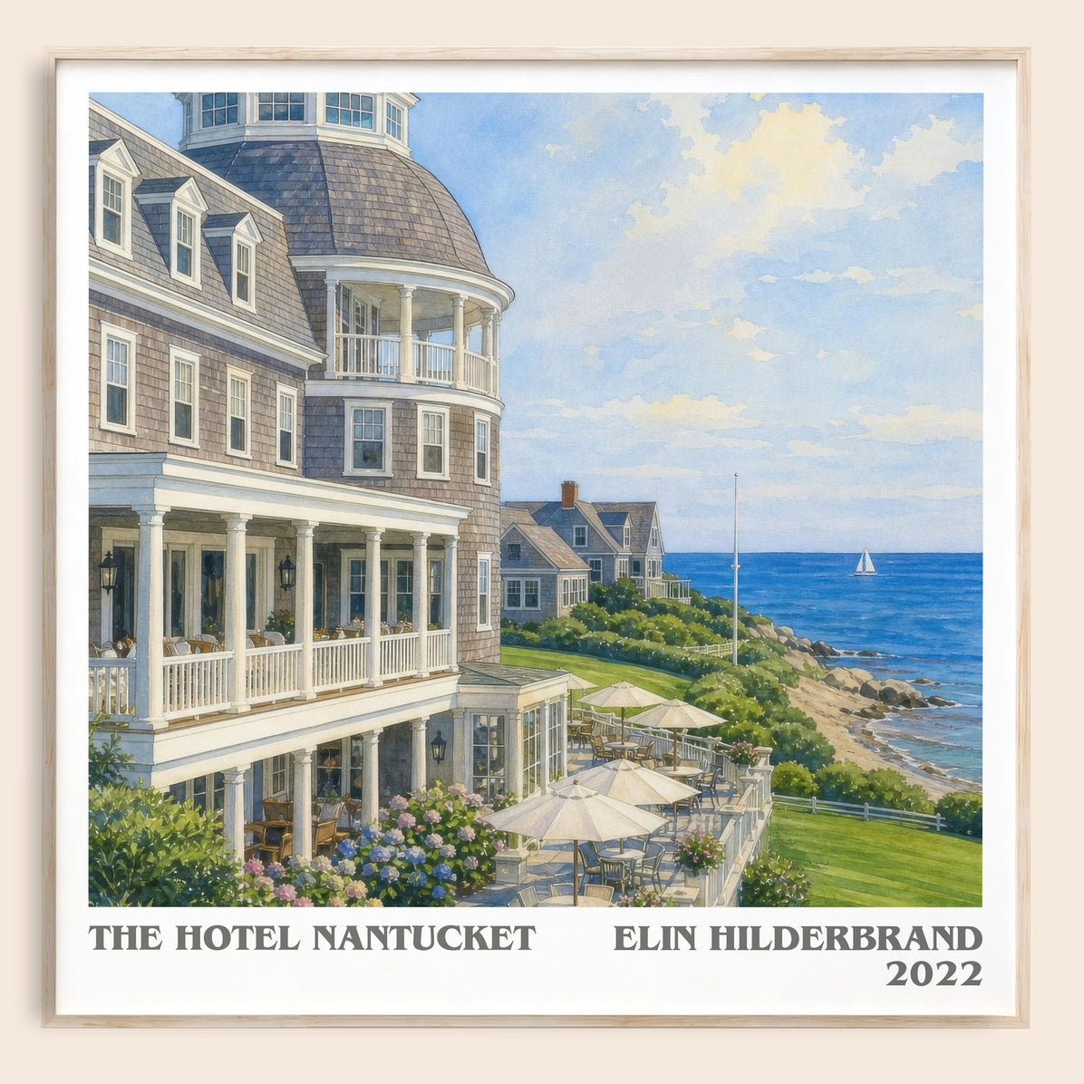The Hotel Nantucket literary book poster by Elin Hilderbrand – framed literary art print