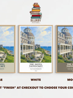 The Hotel Nantucket book cover print framed by window – literary home decor