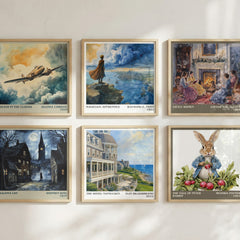 The Hotel Nantucket literary print in frame leaning in hallway – contemporary fiction wall art