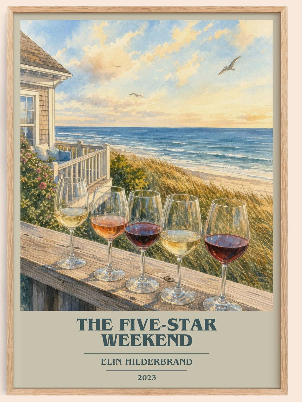 The Five-Star Weekend book cover book poster by Elin Hilderbrand – framed literary art print