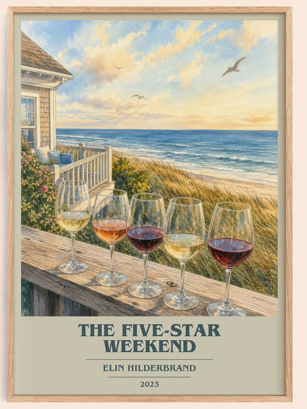 The Five-Star Weekend book cover book poster by Elin Hilderbrand – framed literary art print