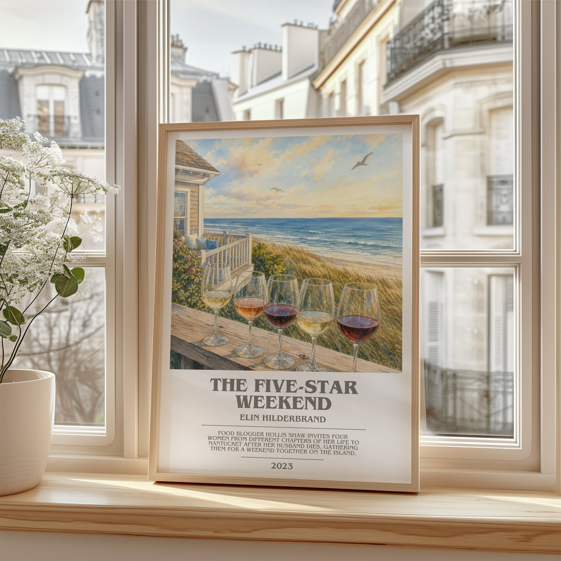 The Five-Star Weekend bookish poster colour and style options – Elin Hilderbrand book art (mockup)
